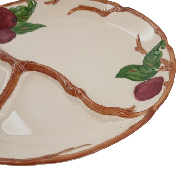 Franciscan Apple Divided Grill Dinner Plate ~ 11" Hand-Painted Ceramic Dish USA - Picture 3 of 15